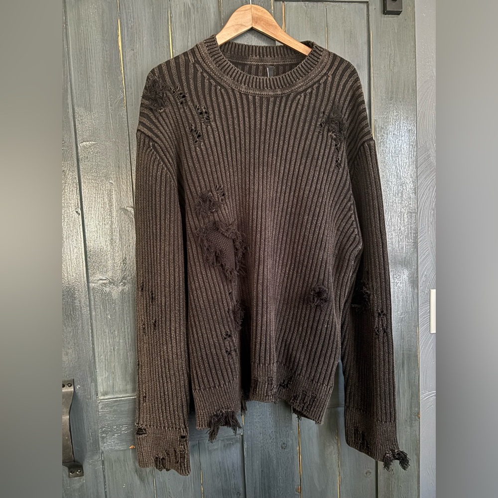 UNDERWATER Wasteland RIPPED Sweater Charcoal //Distressed Sweater Sz L NWT - Picture 4 of 16